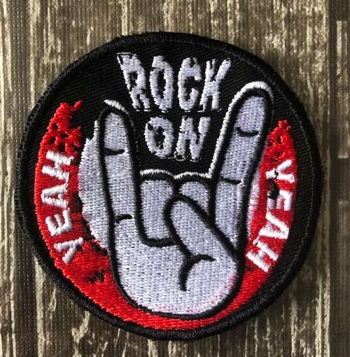 Rock on Peace sign  patch badge