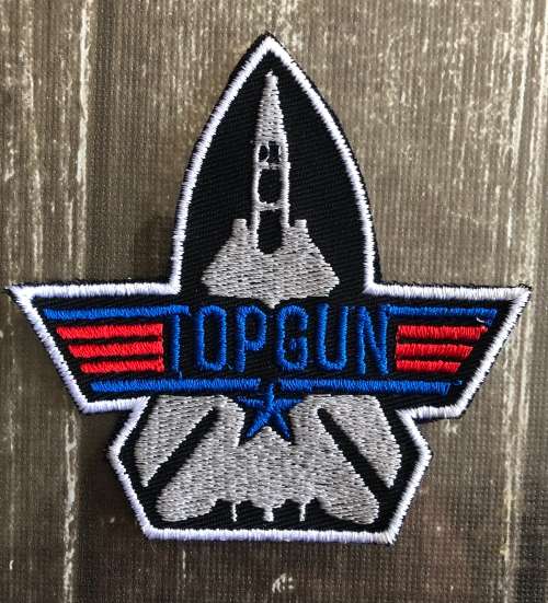 Top gun badge patch with plane top view