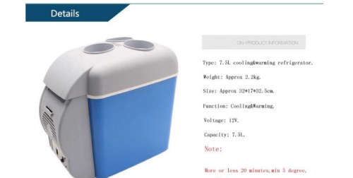 7,5 LITRE - 12V PORTABLE COOLER/WARMER FOR YOUR CAR/TRUCK REFRIGERATION