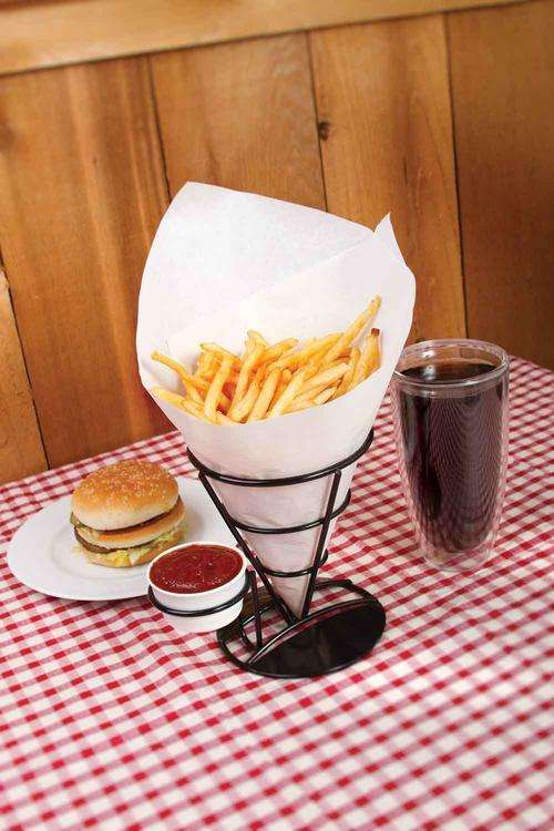 WIRE FRENCH FRY HOLDER WITH CONDIMENT STAND