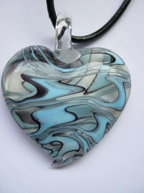 Lovely blue and white murano glass pendant