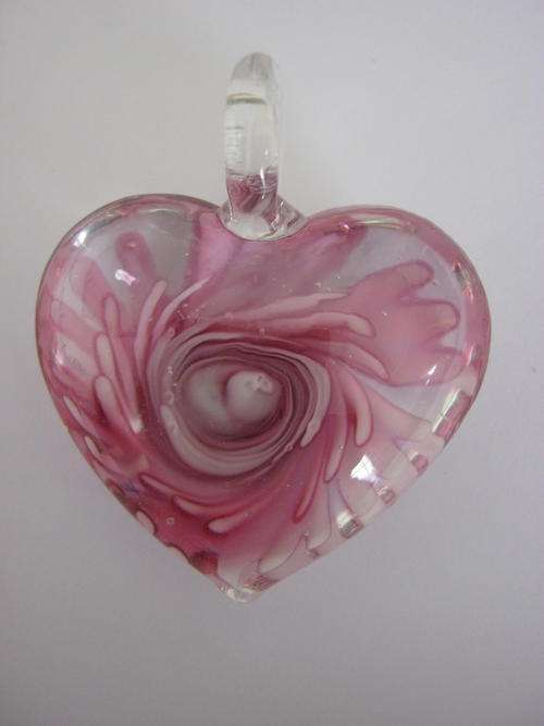 Stunning pink heart murano glass pendant