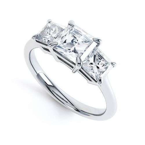 SPARKLY 3CT MOISSANITE DIAMOND RING 3 STONE (TRILOGY) 14K SOLID GOLD VVS G