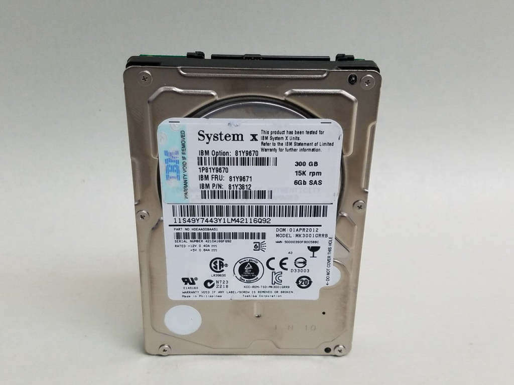 IBM 300GB SAS Hard Drive - 2.5` - 15 000 RPM - 6GB/s