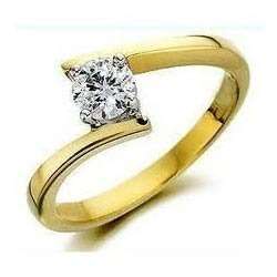 9ct Solid Yellow Gold ladies `Crossover`  ring with cubic zirconia