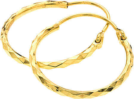9ct Solid Yellow Gold ladies engraved hoop earring