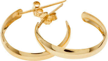 9ct Solid Yellow Gold ladies half round `C Shaped` hoop earring