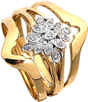 9ct Solid Yellow Gold `Amanda` wedding set  with 13 diamonds