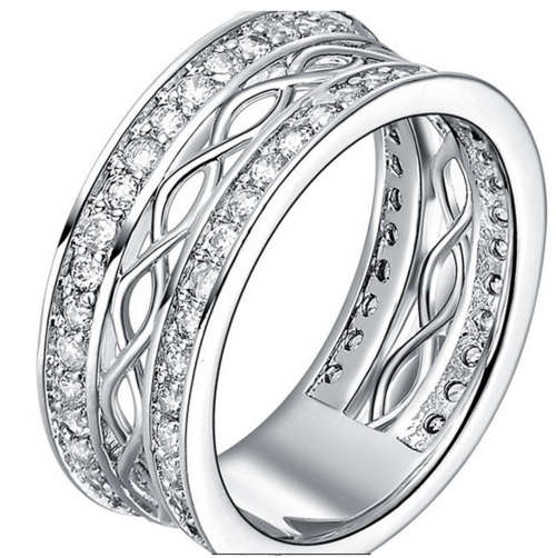 STERLING SILVER 925 FILLED LADIES 8MM DRESS RING WITH PAVE SET CUBIC ZIRCONIA