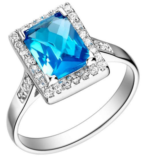 STERLING SILVER LADIES 925 FILLED SIMULATED SAPPHIRE BLUE RHINESTONE DRESS RING **STOCK ON HAND**