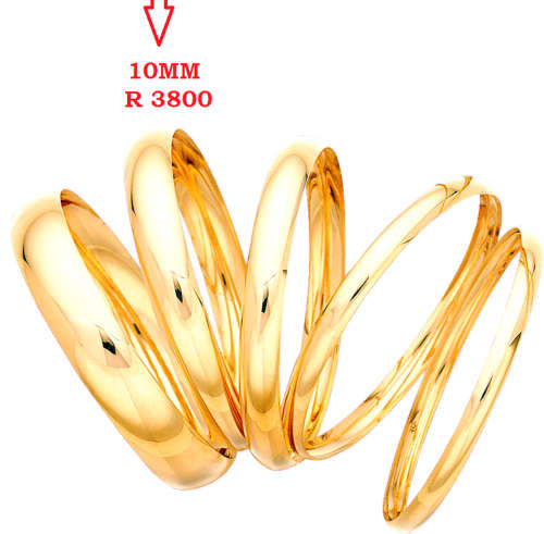 9CT GOLD 10MM "C" SHAPED BANGLES