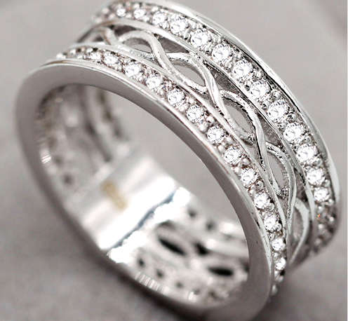 Sterling Silver 925 filled ladies dress ring with cubic zirconia