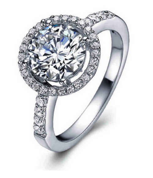 STERLING SILVER 925 FILLED LADIES RING WITH SIMULATED DIAMONDS