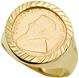 9ct Solid Gold Gents coin ring with 22ct 1/10 Kruger coin
