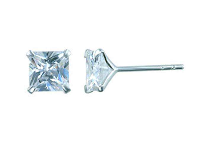 STERLING SILVER 6MM SQUARE"BECKHAM" STUD EARRINGS
