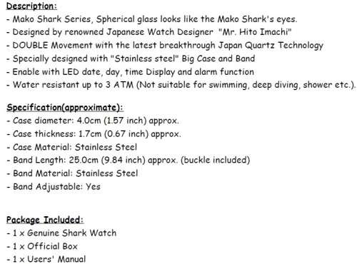 Shark SH003 Analogue / Digital watch - Store display model