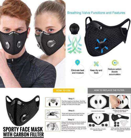 Adult Sporty Face Mask With Carbon Filter