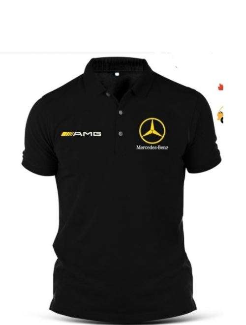 *Special*- Mercedes Benz Amg Black Golf Shirt With White and Gold Branding (Sizes Small- 4XL)