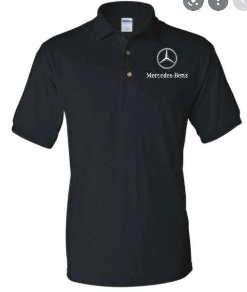 Mercedes Benz Black Golf Shirt With White Branding - (Sizes Small - 4XL )