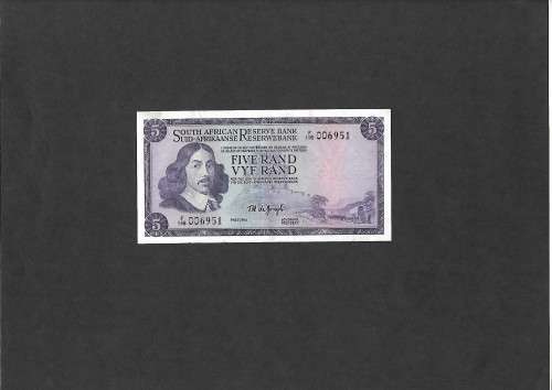 T W de Jongh 1967 Five Rand (marks)