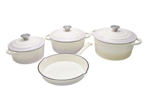 CAST IRON POT SET- 7 Pcs - Cream