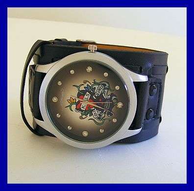 BLACK GENUINE LEATHER LOVE KILLS SLOWLY  WATCH