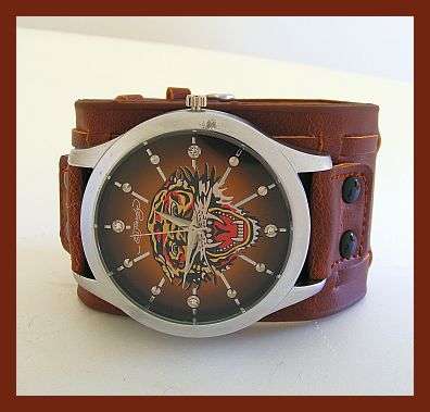 ~R1~ TAN LEATHER TIGER WATCH
