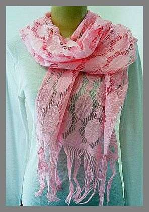~R1~ PINK LACE KNIT SCARF~