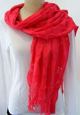 DARK PINK LACE KNIT SCARF