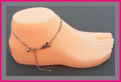 PINK RHINESTONE DOUBLE CHAIN ANKLE CHAIN