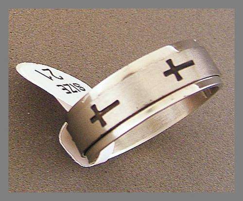 SIZE: 11.5 - STAINLESS STEEL TATTOO SPINNER RING