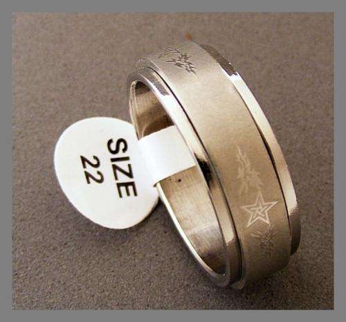 SIZE: 11.5 - STAINLESS STEEL TATTOO SPINNER RING