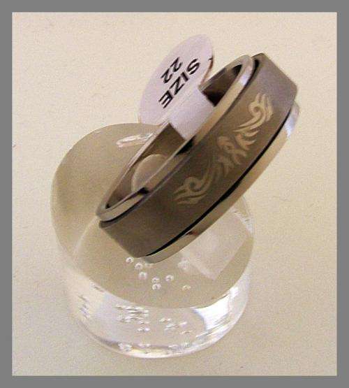 SIZE: 11.5 - STAINLESS STEEL TATTOO SPINNER RING