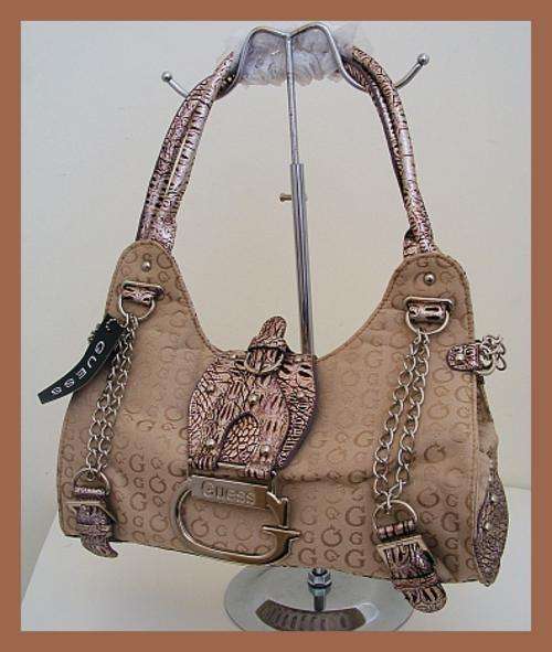 STUNNING BEIGE GUESS HANDBAG WITH CHAIN DETAIL