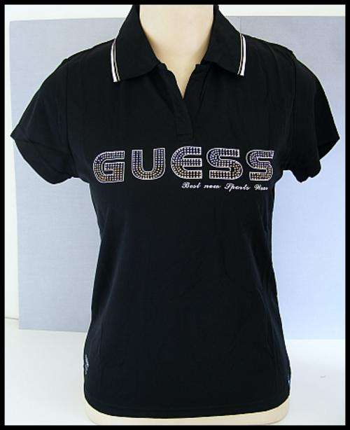 LADIES BLACK GUESS POLO SHIRT