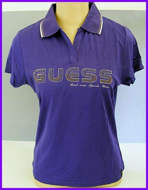 LADIES PURPLE GUESS POLO SHIRT - SIZE: L