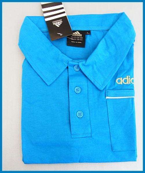 MENS ADIDAS BLUE POLO SHIRT - SIZE : L