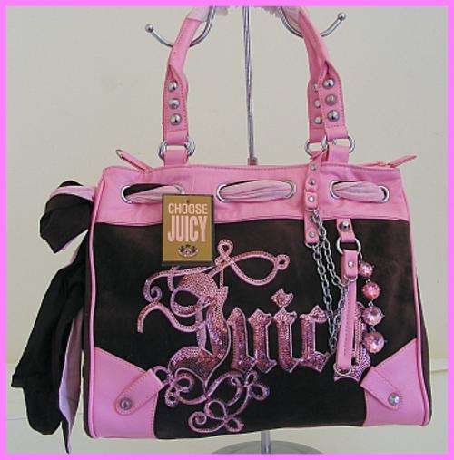 BROWN AND PINK VELVET JUICY HANDBAG