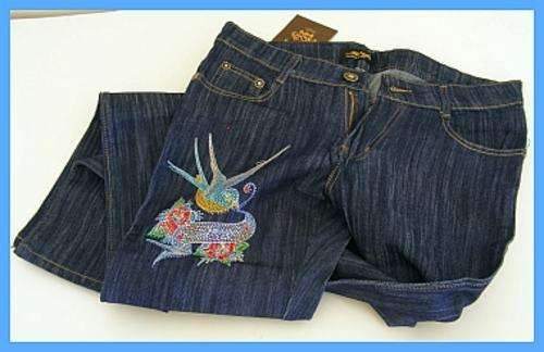 LADIES  BLUE ED HARDY JEANS - SIZE: 30