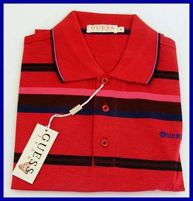 MENS GUESS RED POLO SHIRT - SIZE : LARGE
