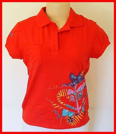 LADIES RED ROXY GOLF SHIRT SIZE: MED