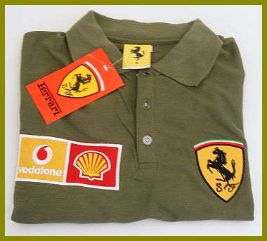 MENS FERRARI KHAKI GOLF SHIRT - SIZE : MED