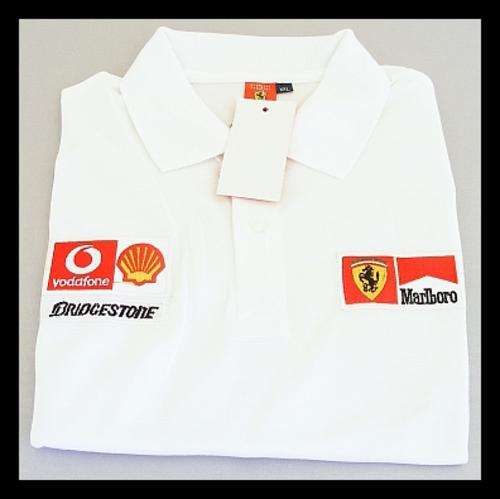 MENS FERRARI WHITE GOLF SHIRT - SIZE : MEDIUM