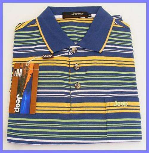 MENS JEEP STRIPED GOLF SHIRT - SIZE : LARGE