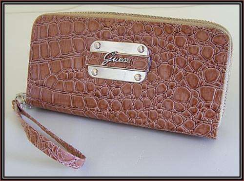 BROWN GUESS DOUBLE POCKET PURSE