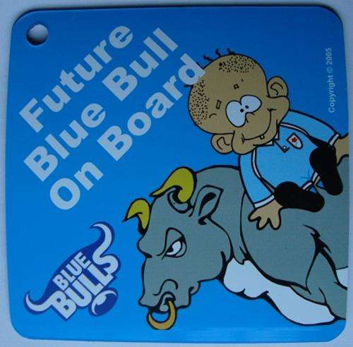Future Blue Bull on Board Car Sign