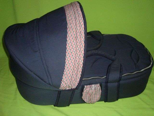 Baby Carry Cot - Navy & Red Check