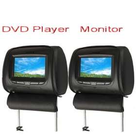 1 Pair 7" Digital Screen Headrest DVD Player + Monitor - Wireless Game - IR - USB/SD Port