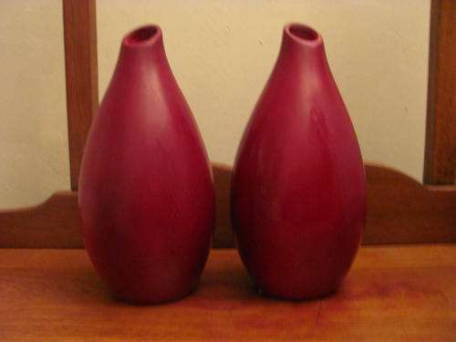 2 Red Glass Vases