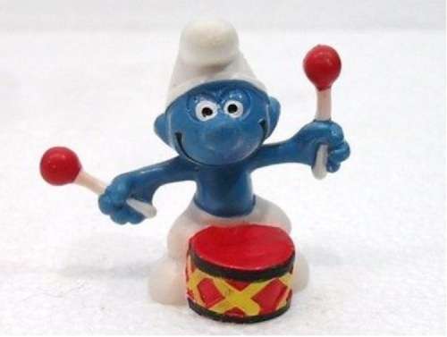 1966 SCHLEICH 20009 -  DRUMMER SMURF - MADE IN HONG KONG